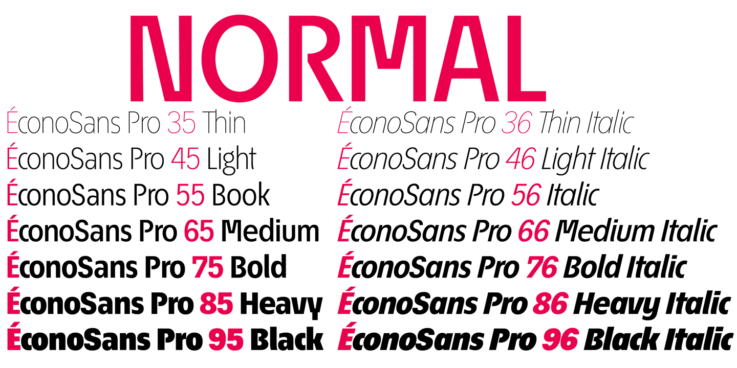 Пример шрифта EconoSans Pro Light Expanded Italic